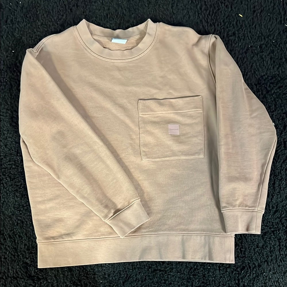 Zara Tan Crewneck Sweater Soft Cotton Blend